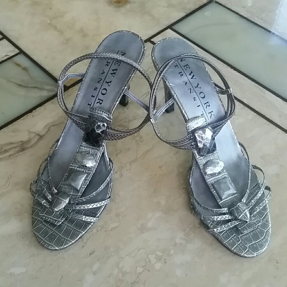 Silver Strappy Heel Sandal 10